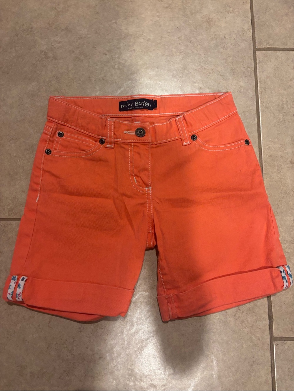 Mini Boden Bright Orange Cuffed Women's Shorts